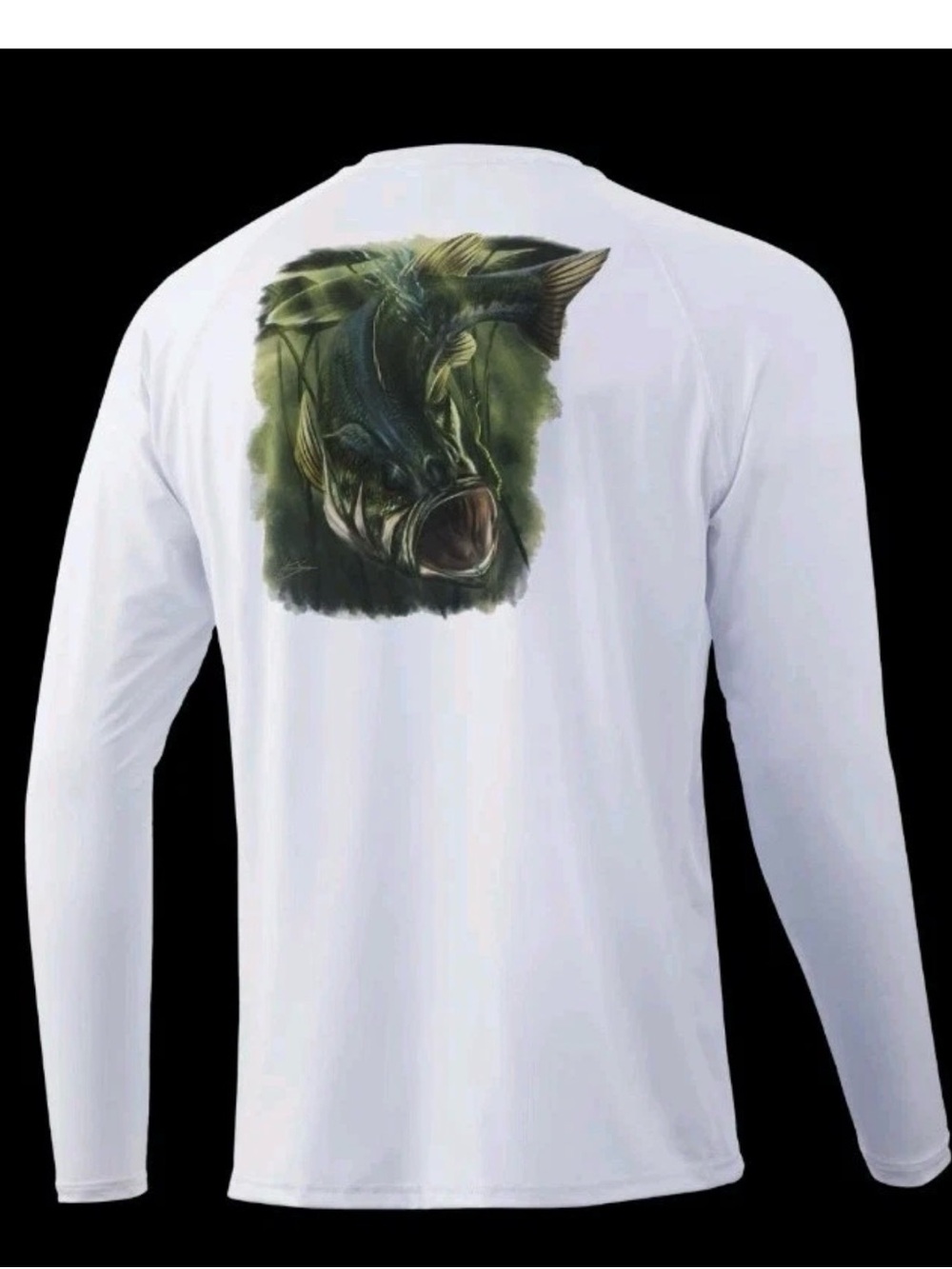 Huk KC Early Bird Pursuit Bass Long Sleeve Performance Shirt White Size XL NWT